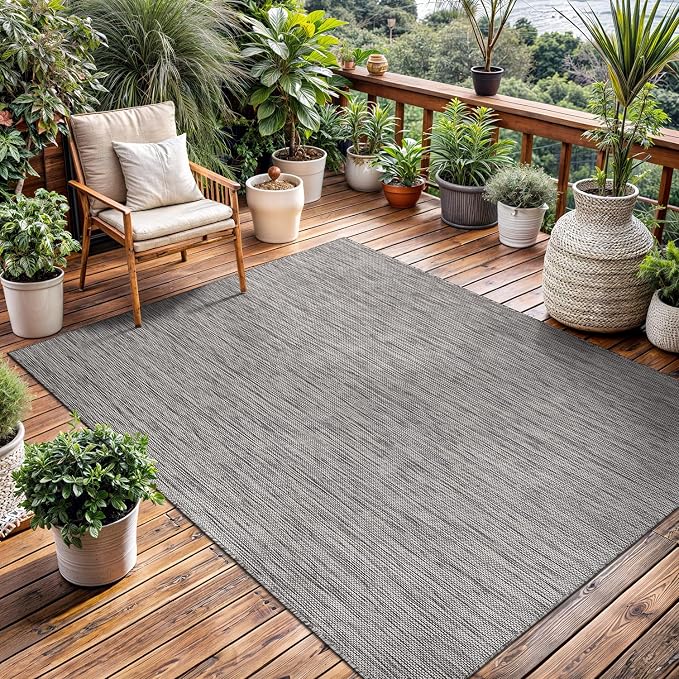 Washable Indoor Outdoor Rug 6x9 Weather Resistant Area Rugs Modern Solid - Image 3