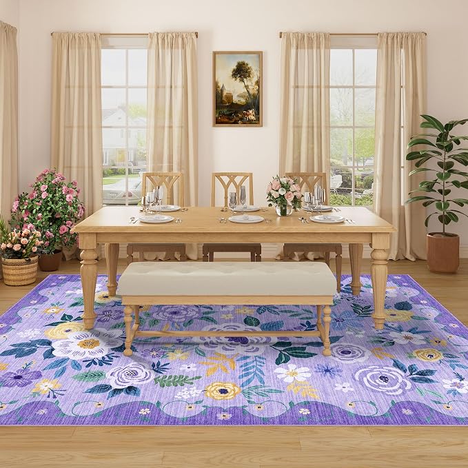 DUKINO 5x7 Area Rug, Floral Rugs - Image 5