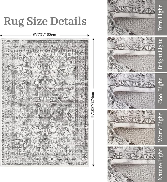 zesthome 6x9 Area Rug, Super Soft Washable Rugs - Image 2
