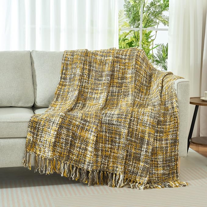 Multi-Color Gold Cable Knitted Throw Blanket - Image 7