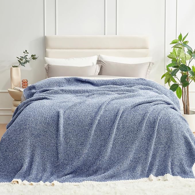 Snuggle Sac Oversized Blue Reversible Super Soft Blanket Twin XL Size - Image 2