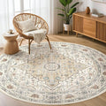 Round Rug Living Room Rugs: 6Ft Washable Boho Neutral Large Circle Soft Indoor by LOONGRUG