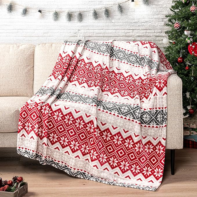 PAVILIA Christmas Throw Blanket | Holiday Christmas Red Fleece Blanket | Soft by PAVILIA