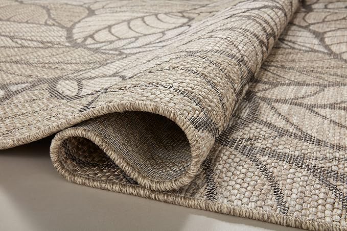 Loloi Dawn Collection Indoor/Outdoor DAW-05 Taupe 7'-8" x 7'-8" Round Area Rug - Image 4
