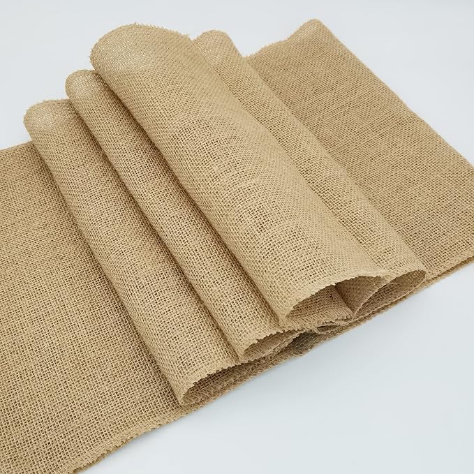 8 Pack Natural Burlap Table Runners, 12 x 108 Inch Rustic Jute Table Runner and - Image 6