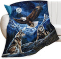 Bald Eagle Wolf Throw Blanket Wild Animal Print Blankets Gifts Couch Sofa Bed by feorafei
