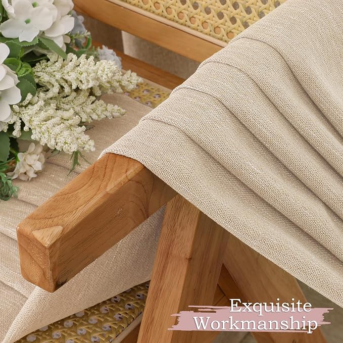 Simplebrand Natural Faux Linen Textured Semi Sheer Curtains 108 Inches Long 2 - Image 8