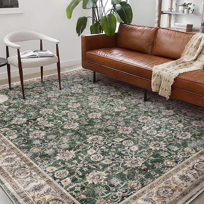 Washable Area Rug 10'x14' Boho Design Non-Shedding Easy Care Ideal by CHAMPLANT
