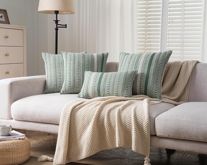 Boho Throw Pillow Covers 18x18 Inch Set of 2, Farmhouse Decorative Couch Pillow - Image 6