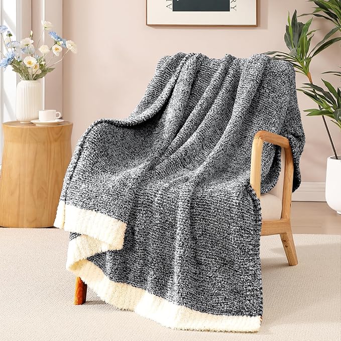 WRENSONGE Throw Blanket Cationic Dyeing Black Soft Cozy Fluffy Warm Hand Made by WRENSONGE