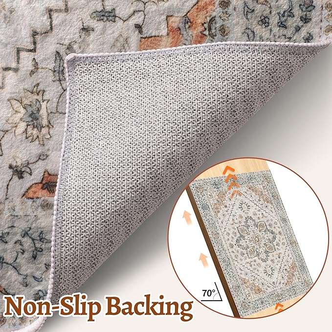 Kitchen Rug 2x4 Washable Rug for Entryway Vintage Non Slip Small Rugs Front - Image 5