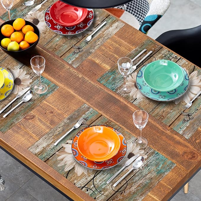 Giwawa Rustic Daisy Board Placemats- White Sunflowers on Vintage Wood Plank - Image 8