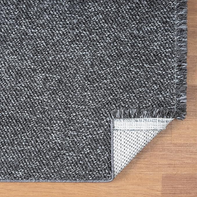 LUXE WEAVERS Solid Machine Woven Smoke 6x9 Area Rug, Indoor Stain-Resistant - Image 8