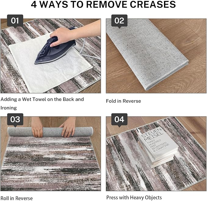 Modern Abstract 4x6 Living Room Washable Rug Non-Slip Soft Bedroom Area Rug - Image 3