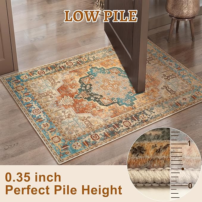 Tangsoo 5x7 Area Rug Washable for Living Room, Vintage Rug Indoor Non Slip - Image 4