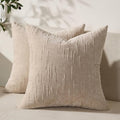Set of 2 Soft Textured Throw Pillow Covers 24x24, Invisible Zipper Neutral by HOME