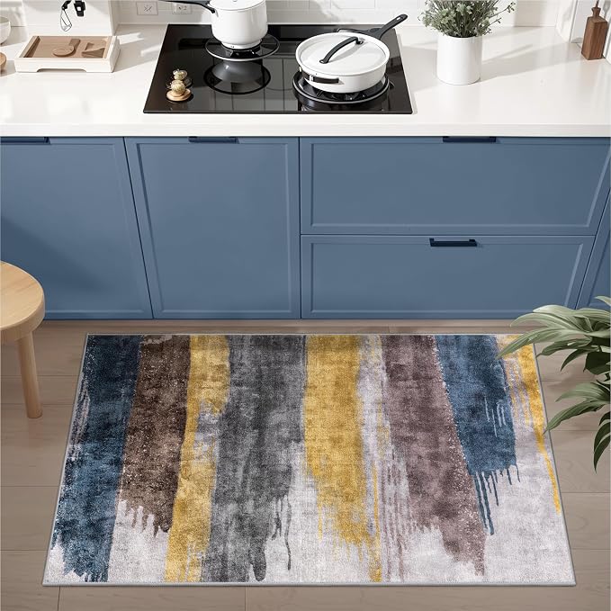 Ciicool Modern Abstract Area Rug 2x3 Washable Small Entryway Rugs, Non-Slip Low - Image 2