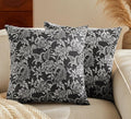 Floral Jacquard Throw Pillow Covers Set of 2, Background/Charcoal 16x16 Inch by Unknown