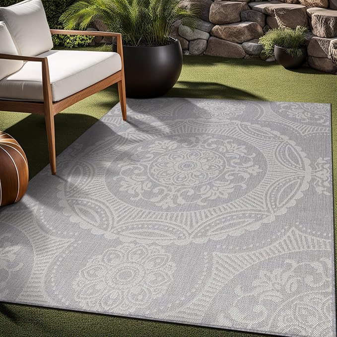 Medallion Outdoor Rug 6x9 Washable Outside Carpet - Image 8