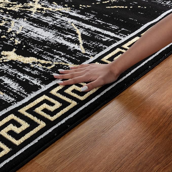 GLORY RUGS Area Rugs Marble 2x3 Black Gold Carpet Modern Abstract Rug Living - Image 6