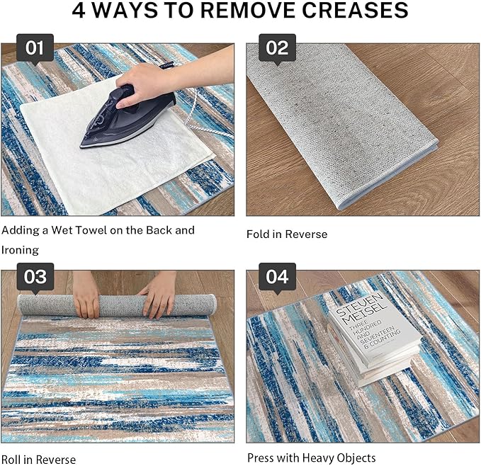 Modern Abstract 8x10 Large Machine Washable Living Room Rug Non-Slip Soft - Image 4