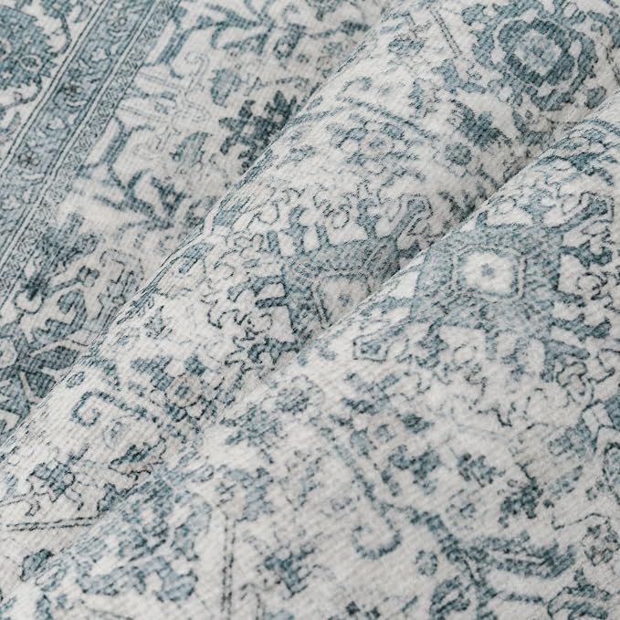 Area Rug 5x7 Blue Washable Living Room Carpet Soft Non Slip Vintage Bedroom - Image 8