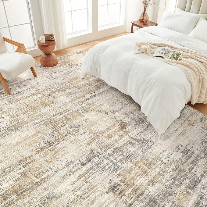 Area Rug for Living Room: 5x7 Washable Neutral Abstract Modern Soft Rugs Non - Image 2