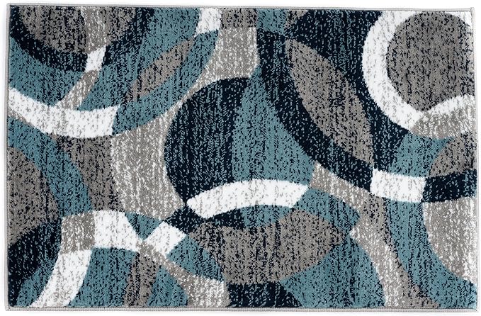 Rugshop Contemporary Modern Circles Abstract Area Rug 2' x 3' Blue - Image 2