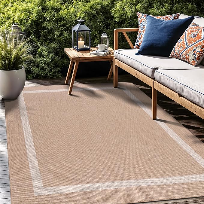 Bordered Outdoor Rug 9x12 Washable Outside Carpet - Image 6