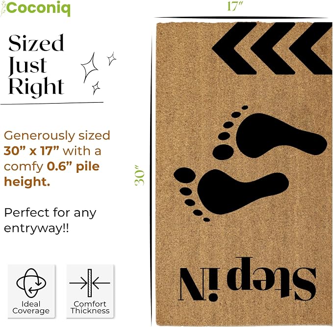 Coir Door Mats 17" X 30", Non-Slip Sturdy, PVC Backed Heavy Duty, Step-in - Image 6