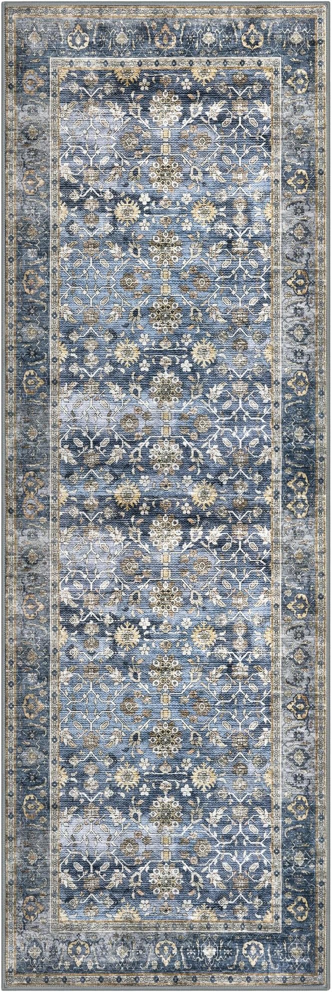 KUTA Vintage Floral Rugs for Entryway, Non-Slip Washable Ultra Thin Soft - Image 8