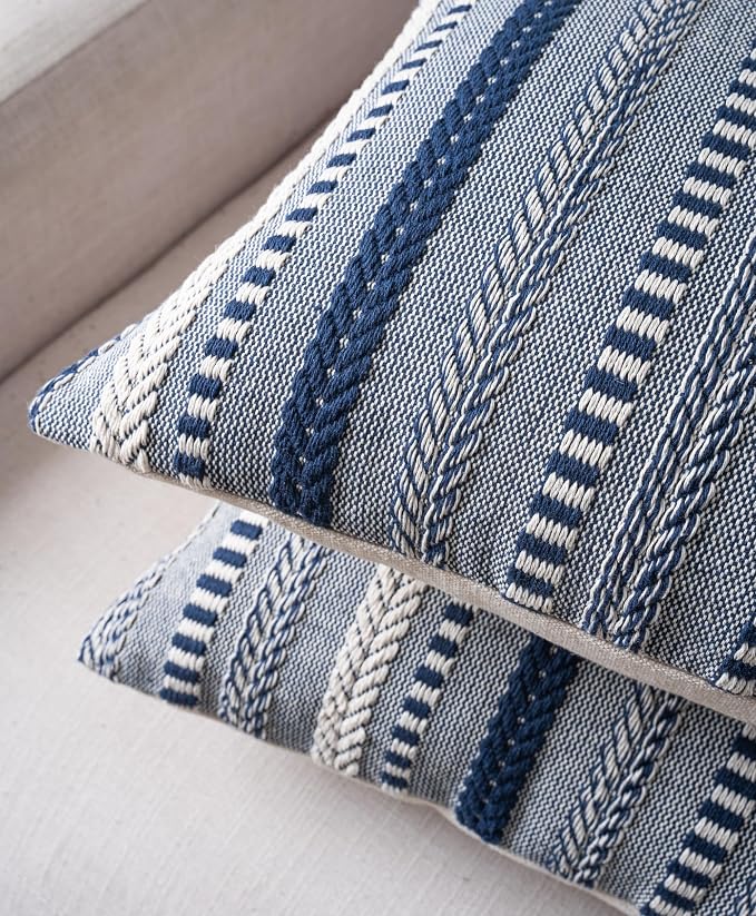 Boho Throw Pillow Covers 18x18 Inch Set of 2, Farmhouse Decorative Couch Pillow - Image 4