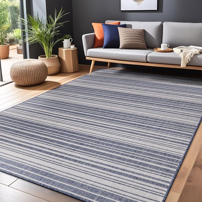 Stripe Outdoor Rug 5x7 Washable Outside Carpet - Image 5