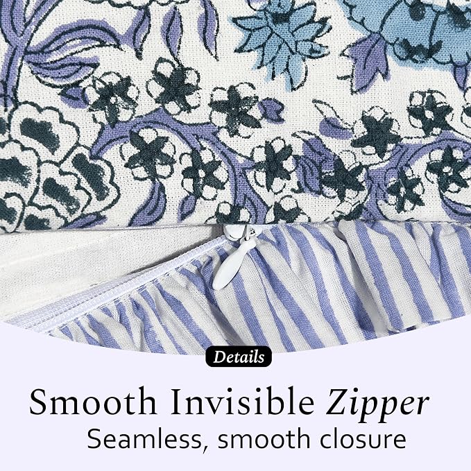 CPC Indigo Blue 100% Cotton Block Print Ruffle Sham Cover 20X36 inch Pack of 2 - Image 6