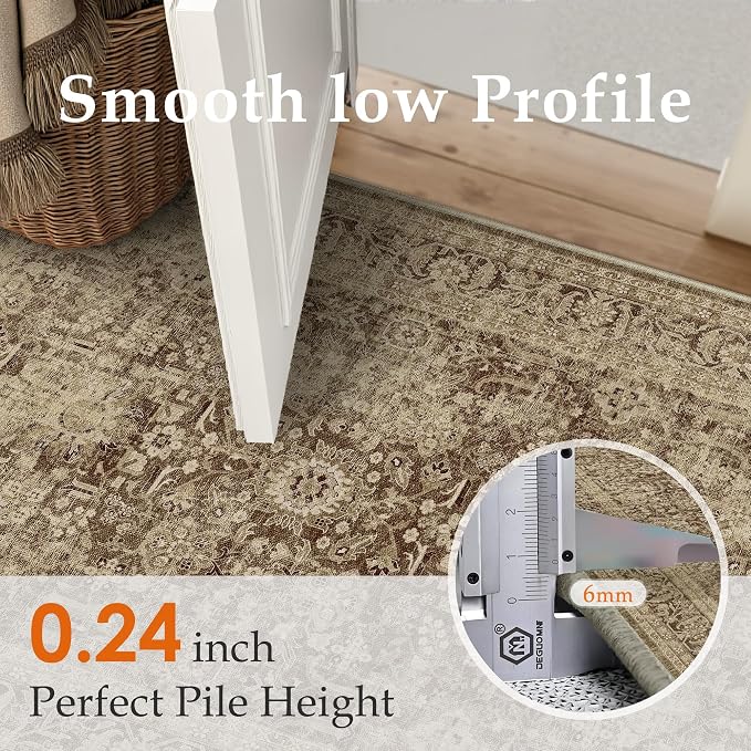 Brown 2x8 Runner Rug Hallway Non Slip Kitchen Vintage Distressed Long Carpet - Image 6