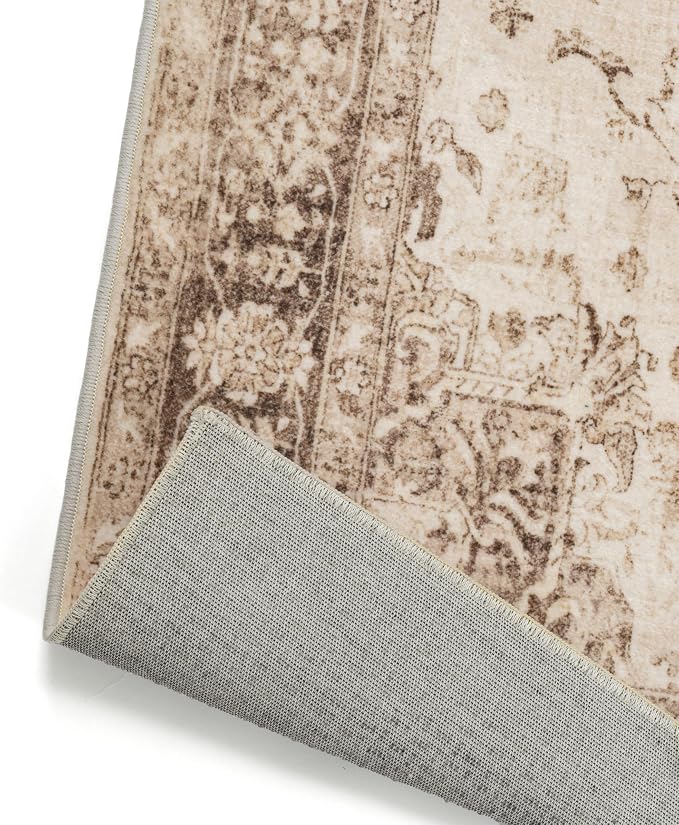 Brown 6x9 Area Rug Washable Vintage Living Room Carpet Non Slip Retro - Image 7