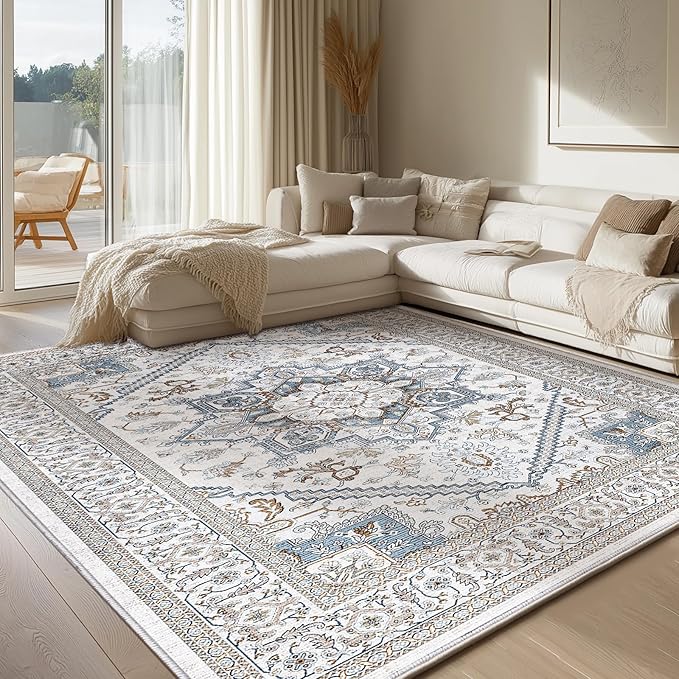 OPPODREAM Thin Neutral Area Rugs 4x6, Low-Pile Washable Rugs 4x6 by OPPODREAM