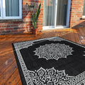 CAMILSON Outdoor Rug, 6x9 Medallion Black White Modern Area Rugs by CAMILSONIndoorOutdoorAreaRugs