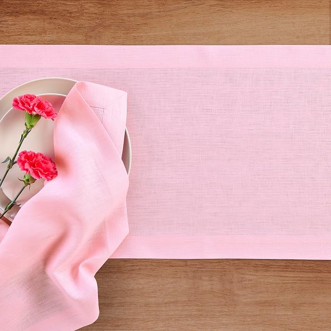 Solino Home Linen Pink Lemonade Table Runner 132 Inches Long - Image 3