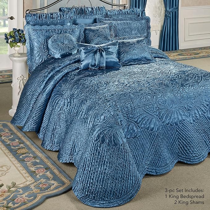 Touch of Class Portia Luxury Bedding | Rich Sapphire Blue | Premier Quilted - Image 2