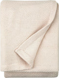 Sticky Toffee Cotton Throw Blanket, 60 x 50 Inch, Ivory Cream Herringbone Weave by StickyToffee