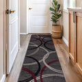 Rugshop Modern Wavy Circles Design Non-Shedding Runner Rug, Carpet by Rugshop