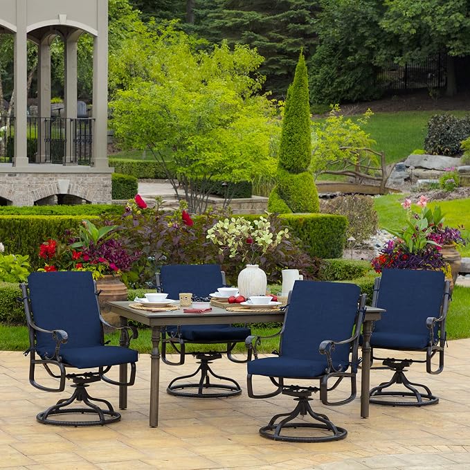 Arden Outdoor Midback Chair Cushion, 18 x 16.5, Sapphire Blue Leala - Image 5