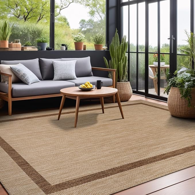 Bordered Outdoor Rug 5x7 Washable Outside Carpet - Image 9