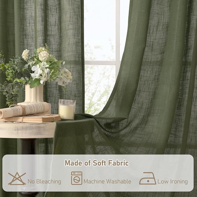 LAMIT Light Filtering Linen Curtains 72 inches Long - Image 8