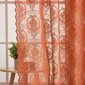 Burnt Orange Lace French Delicacy Curtains 63 Inches Long -Rod Pocket Luxury by Unknown