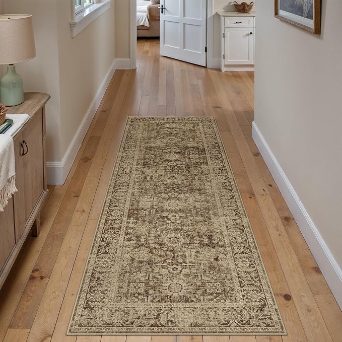 Brown 2x6 Runner Rug Hallway Non Slip Kitchen Vintage Distressed Long Carpet - Image 4