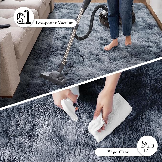 Soft Runner Rugs for Bedroom, Mottling Dark Grey 2x6 Area Rugs Fluffy Rug Shag - Image 6