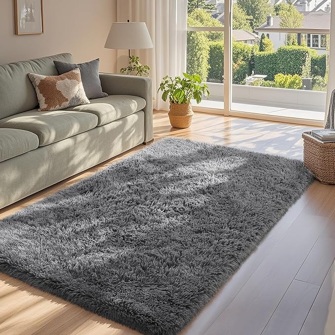 Ophanie 3x5 Rug, Bedside Preppy Dorm Area Rug, College Essentials Non Slip Grey - Image 3