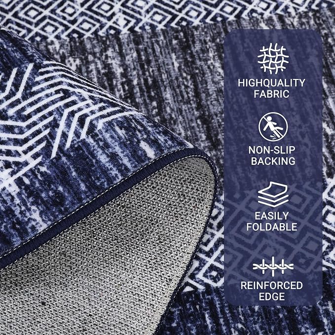GarveeHome 2x6 Modern Bordered Runner Rug Soft Non Slip Runner Washable Non - Image 4
